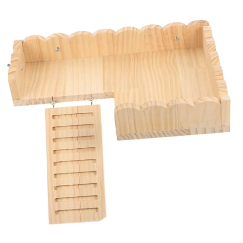 HIAKDOFT Hamsterplattform aus Stabilem Holz mit Leiter Teiliges Kletterspielzeug für Zwerghamster und Kleintiere Einfache Installation Sicherer Spielplatz im Käfig von HIAKDOFT