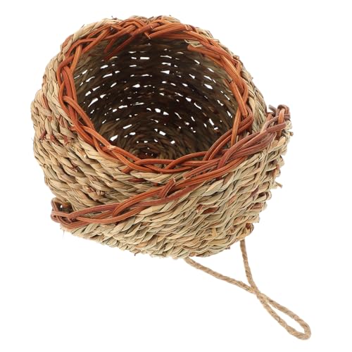 HIAKDOFT Handgefertigtes Strohnest Vogelhaus Handgewebtes Natürliches Nest für Wellensittiche Sittiche und Kleine Haustiere Sicherer Rückzugsort Umweltfreundliches Material von HIAKDOFT