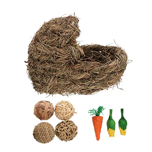 HIAKDOFT Handgewebtes Pet Hamster Grasnest Natürliches Kaninchen Gras Haus Atmungsaktives Nistnest Robustes Wiesenheu für Kleine Haustiere Geeignet für Kaninchen und Nager von HIAKDOFT