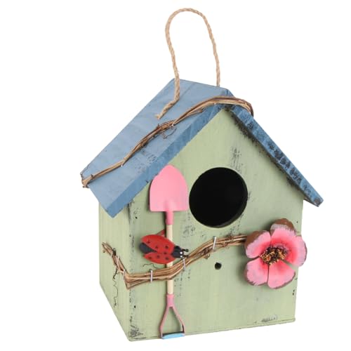 HIAKDOFT Holz Vogelhaus zum Hängen Balkon Garten Dekoration Robust Atmungsaktives Vogelnest Rustikaler Stil Geeignet für Kleine Vögel Einfach Anzubringen Outdoor Gartenornament von HIAKDOFT