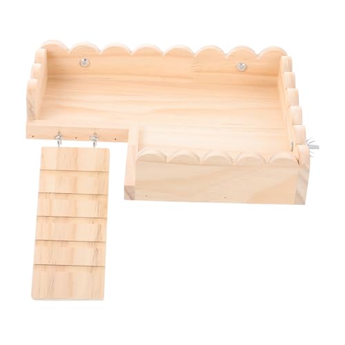 HIAKDOFT Holzspielzeug Kletterplattform für Hamster und Meerschweinchen Stabile Haustier Spielbasis mit Leiter Glatte Oberfläche Langlebig und Sicher für Käfigzubehör Kleine Haustiere von HIAKDOFT