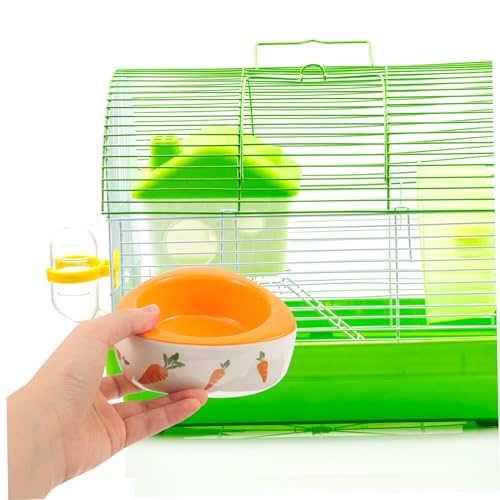 HIAKDOFT Keramik Hamster Futter und Wassernapf Dreieckig rutschfest Kauspielfest Cartoon Design Für Hamster Meerschweinchen Kaninchen Kleintiere von HIAKDOFT