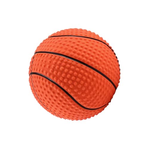 HIAKDOFT Kleiner Latex Hundespielball Basketballform mit Quietscher Robustes Kauspielzeug zur Zahnpflege Stressreduzierend und Tragbar für Gesunde Beißgewohnheiten bei Kleinen Hunden von HIAKDOFT