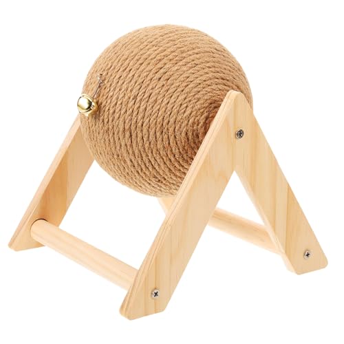 HIAKDOFT Kratzball für Katzen und Kaninchen Großes Interaktives Katzenspielzeug aus Holz und Sisal Kratzfestes Sicheres Nagetool zur Krallenpflege und Möbel-Schutz im Wohnbereich von HIAKDOFT