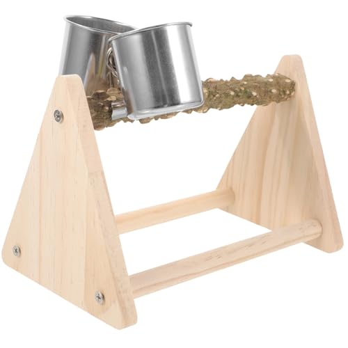 HIAKDOFT Natürlicher Holz Papageienstandplatz mit Robustem Design Vogelgerechte Trainingsplattform für Büro und Zuhause Langlebiger Futter Spielstand für Wellensittiche und Kleine Vögel von HIAKDOFT