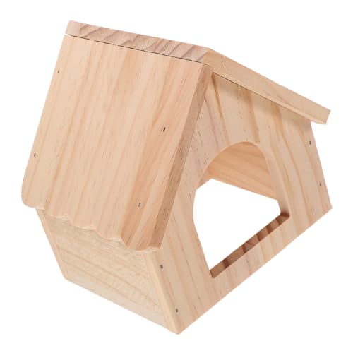 HIAKDOFT Natürliches Kleintierhaus aus Holz mit Futterplattform Bissfestes Meerschweinchen Versteck Langlebiges Hamsterhaus für Käfig Sicherer Rückzugsort und Spielplatz für Nager von HIAKDOFT