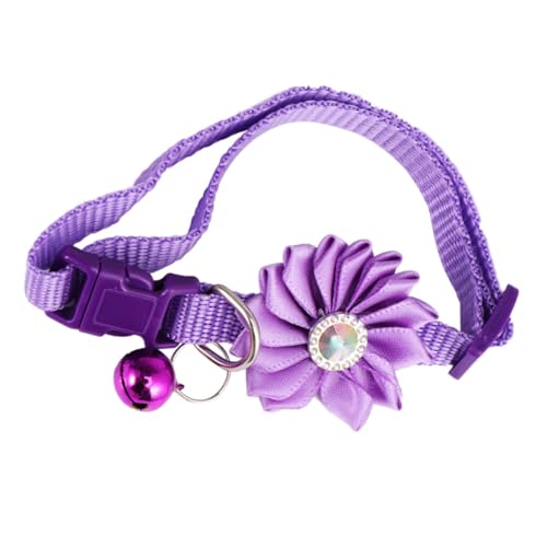 HIAKDOFT Niedliches Verstellbares Katzenhalsband mit Glocke und Blumenmotiv Kreatives Langlebiges für Kätzchen und Kleine Komfortabel und Sicher Violett von HIAKDOFT