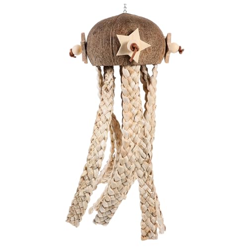 HIAKDOFT Papageienspielzeug aus Kokosnussschale zum Aufhängen im Vogelkäfig Robustes Beißfestes Futter und Beschäftigungsspielzeug für Kleine Vögel Langlebig und Sicher für Sittiche und von HIAKDOFT