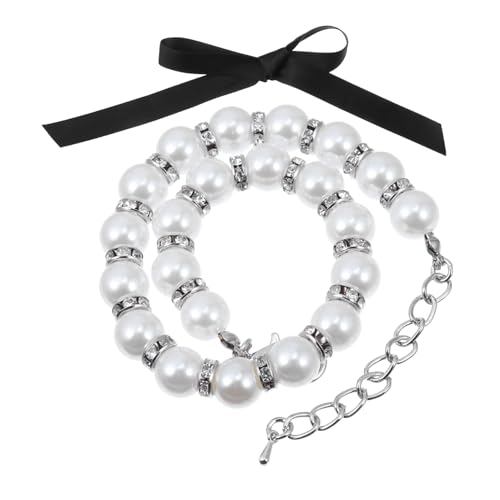HIAKDOFT Perlen Halskette Haustierhalsband mit Schleife Verstellbar und Komfortabel Modisches Schmuckzubehör für Katzen und Kleine Hunde für Hochzeit Party und Alltag HIAKDOFT Perlen Halskette Haustierhalsband mit Schleife Verstellbar und Komfortabel Modisches Schmuckzubehör für Katzen und Kleine Hunde für Hochzeit Party und Alltag von HIAKDOFT