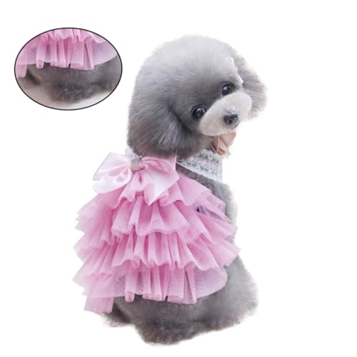 HIAKDOFT Pet Tutu Rock mit Spitzen Bowknot Hübsches Rosa Xs Atmungsaktive Sommerkleidung für Kleine Hunde Bequemes Tragen für Spaziergänge und Fotoshootings von HIAKDOFT