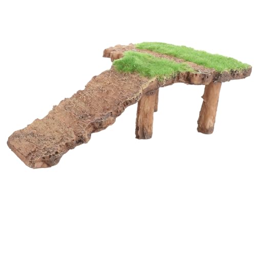 HIAKDOFT Resin Schildkröten Sonnenplattform mit Holzstruktur und Grasdekor Langlebige Basking Plattform für Wasserschildkröten und Reptilien Geeignet für Aquarium und Terrarium Zubehör von HIAKDOFT