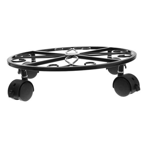 HIAKDOFT Rollender Pflanzenständer Mit Rädern Eisenkunst Blumentopfständer Für Garten Mit Bremse Stabiler Blumenpot Halter Für Große Blumentöpfe von HIAKDOFT