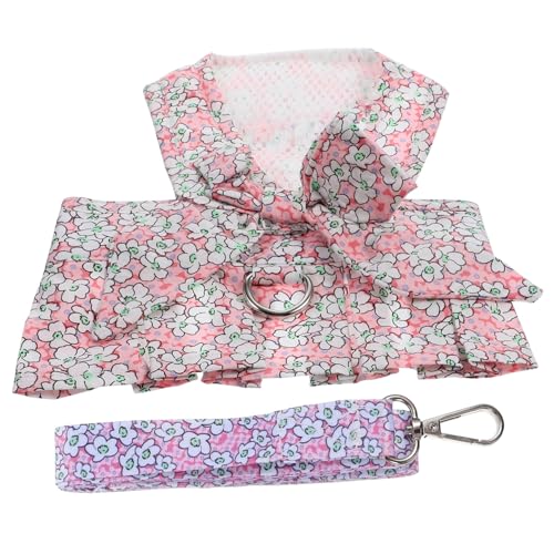 HIAKDOFT Verstellbares Hundegeschirr Set mit Atmungsaktivem Reißfestem Design und Süßem Kleidermuster für Kleine bis Mittelgroße Hunde und Katzen Einfach Anzulegen und Komfortabel für von HIAKDOFT