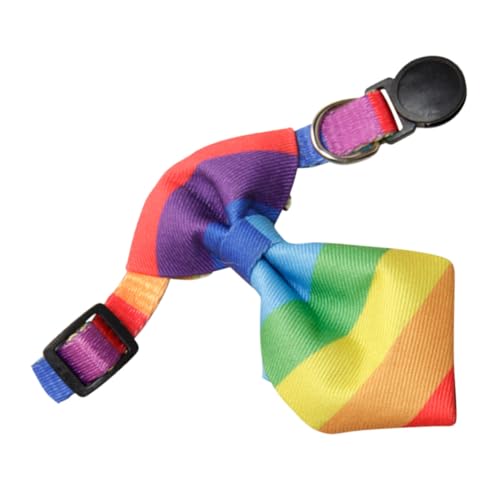 HIAKDOFT Verstellbares Katzen und Hundehalsband mit Buntem Regenbogenmuster Atmungsaktives Sicheres Stoffhalsband mit Niedlicher Schleife für Kleine Katzen und Welpen Modisches von HIAKDOFT