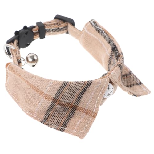 HIAKDOFT Verstellbares Katzenhalsband mit Sicherheitsverschluss Kariertes Design Angenehmes Material Bequemes Haustier zubehör für Kätzchen und Party Outfit Einfach zu Reinigen Braun von HIAKDOFT