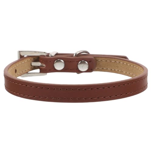 HIAKDOFT Verstellbares Komfort Pu-Halsband für und Kleine Hunde Leichtes Haustierhalsband mit Sicherheitsverschluss Atmungsaktiv Bequem für Outdoor-aktivitäten Modisches Accessoire S Braun von HIAKDOFT