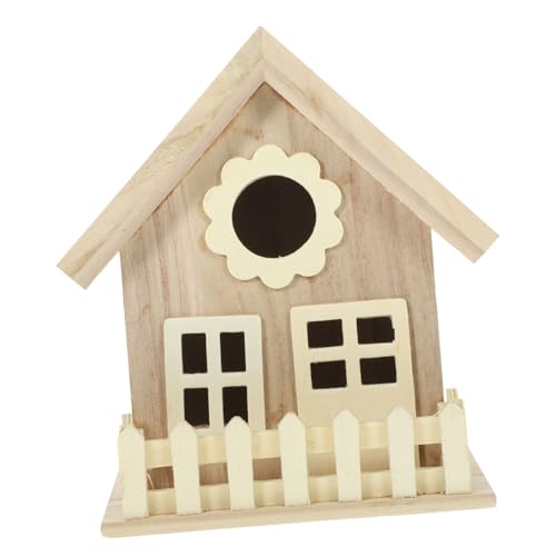 HIAKDOFT Vogelnest gartendeko Garden Decor Vogelhaus vogeltränke käfig vogelkäfig Häuser Dekoration Holzdekor Zubehör für Vögel im Freien Vogelfutternest Vogelhütte hölzern Khaki von HIAKDOFT