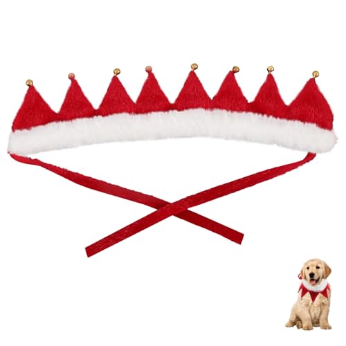 HIAKDOFT Weihnachtliches Haustier mit Glocken Verstellbarer Weihnachtskragen für Hunde und Gemütlich Atmungsaktiv Festliches Party Accessoire für Feiertage und Fotosessions von HIAKDOFT