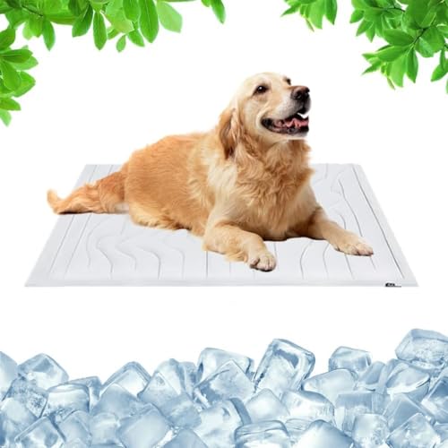 Kühlmatte für Den Sommer, Neu Hundekühlmatte für Hund & Katze, Tragbares Hundekühlbett für den Sommer, rutschfest & Waschbar, Geeignet für Innen- und Außenbereich (L) von HIAME