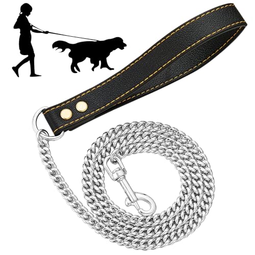 1,2 m starke Stahl-Hundeleine mit bequemem Griff, 10 mm breit, massiver Edelstahl, kaufest, kubanische Gliederketten, Hundeleinen für kleine, mittelgroße und große Hunde 1,2 m starke Stahl-Hundeleine mit bequemem Griff, 10 mm breit, massiver Edelstahl, kaufest, kubanische Gliederketten, Hundeleinen für kleine, mittelgroße und große Hunde von HIAOCEEY