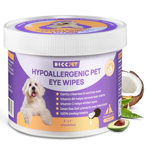 HICC PET Augentücher für Hunde & Katzen - Entfernen Sie sanft Tränenflecken, Ablagerungen, Ausfluss, Krusten - Kokosnussöl Haustier Reinigung Grooming Deodorizing Wipes Wash Cleaner für Augen, Falte HICC PET Augentücher für Hunde & Katzen - Entfernen Sie sanft Tränenflecken, Ablagerungen, Ausfluss, Krusten - Kokosnussöl Haustier Reinigung Grooming Deodorizing Wipes Wash Cleaner für Augen, Falte von HICC PET