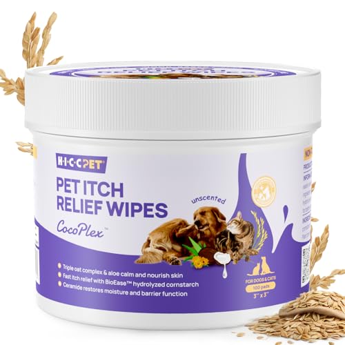 HICC PET Juckreiz-Lindernde Tücher für Hunde & Katzen – Lindert Schnell Juckreiz, Beruhigt Hot Spots und Hautirritationen, Hypoallergenes Hot Spot Behandlungs-Reinigungstuch – 100 Tücher HICC PET Juckreiz-Lindernde Tücher für Hunde & Katzen – Lindert Schnell Juckreiz, Beruhigt Hot Spots und Hautirritationen, Hypoallergenes Hot Spot Behandlungs-Reinigungstuch – 100 Tücher von HICC PET