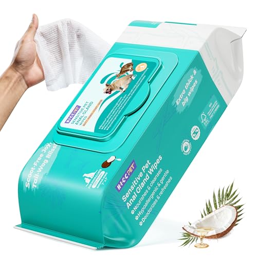 HICC PET Tücher für Hunde und Katzen, Reinigen Deodorierend und Beruhigend Allergie Infektionen Anal Drüse Haustiertücher mit Kokosöl und Hundepflegetücher für Hintern und Pfoten von HICC PET