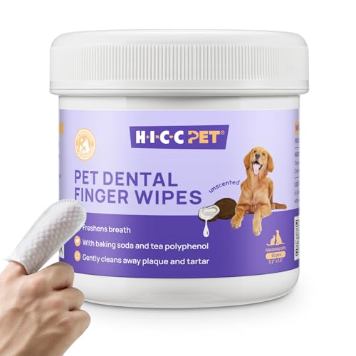 HICC Pet Teeth Cleaning Wipes for Dogs & Cats, Remove Bad Breath by Removing Plaque and Tartar Buildup No-Rinse Dog Finger Toothbrush, Disposable Gentle Cleaning & Gum Care Pet Wipes, 50 Counts HICC Pet Teeth Cleaning Wipes for Dogs & Cats, Remove Bad Breath by Removing Plaque and Tartar Buildup No-Rinse Dog Finger Toothbrush, Disposable Gentle Cleaning & Gum Care Pet Wipes, 50 Counts von HICC PET