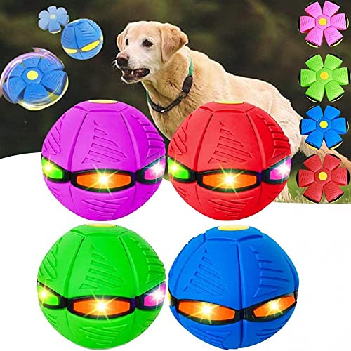 HICCVAL 2023 Neue Haustier Spielzeug Flying Saucer Ball, 4 Pack Flying Saucer Ball Hundespielzeug, Deformation Flying Saucer Dog Toy, für Hunde Pet Flying Saucer Ball (Sechs Lichter) von HICCVAL