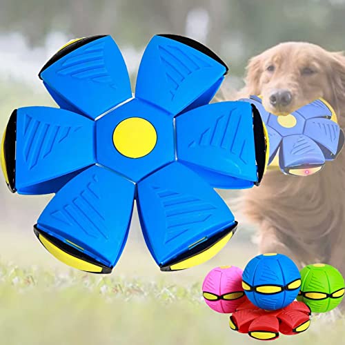 HICCVAL Haustierspielzeug Fliegender Untertassenball, Fliegende Untertasse Ball Hundespielzeug, für Hunde Katzen Familie Outdoor Interaktives Spielzeug, Blau-3 Lichtmodelle von HICCVAL