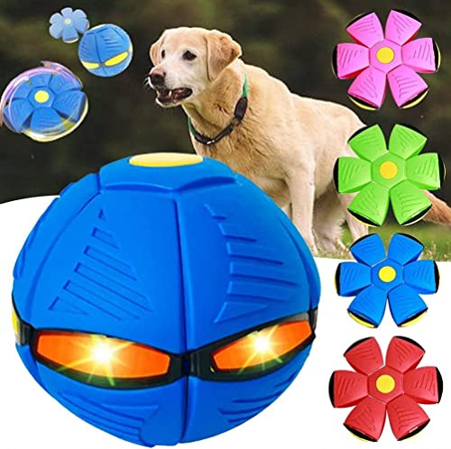 HICCVAL Neue Haustier Spielzeug Flying Saucer Ball, Flying Saucer Ball Hundespielzeug, Deformation Fliegende Untertasse Hundespielzeug, Haustier Flying Saucer Ball, Blau-keine Lichter von HICCVAL