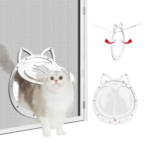 HIDROSIL Katzentür für Fliegengittertür, Innenöffnung, 25,4 x 25,4 x 1,3 cm, Patent Desigh Haustierschutztür mit abschließbarer Magnetklappe für Hunde- und Katzentür, geeignet für Katzen und kleine von HIDROSIL