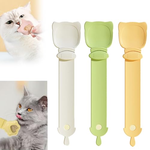 Cat Strip Snack Feeder, Cat Strip Snack Feeder, Squeeze Cat Treat Dispenser, Portable Cute Sliding Cat Strip Feeder,Multifunctional Lickable Wet, for Squeezing Puree and Liquid Snack (3 Colors) von HIDRUO