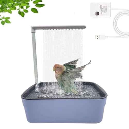 HIDRUO Shower Time for Birds, Automatic Bird Shower with Pump, Parrot Bathtub-Automatic Bird Bath for Cage Parrot Bath with Shower Water Circulated Controller for Small Medium Birds (Gray Blue) von HIDRUO