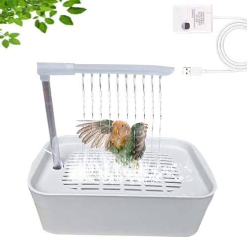 HIDRUO Shower Time for Birds, Automatic Bird Shower with Pump, Parrot Bathtub-Automatic Bird Bath for Cage Parrot Bath with Shower Water Circulated Controller for Small Medium Birds (White) von HIDRUO
