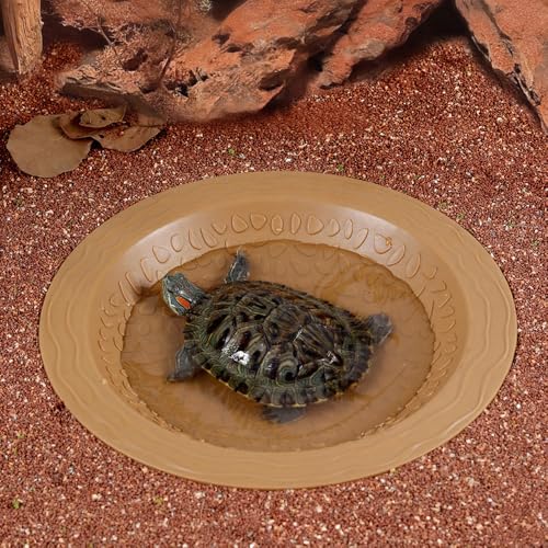 Runder Reptilien-Futternapf, Wassertopf, Landschaft, Aquarium, Dekoration, Eidechse, Schildkröte, Badetopf für Wasserkletter-Haustiere, Gelb von HIERYAN