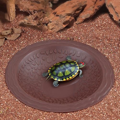 Runder Reptilien-Futternapf, Wassertopf, Landschaft, Aquarium, Dekoration, Eidechse, Schildkröte, Badetopf für Wasserkletter-Haustiere, Rot von HIERYAN