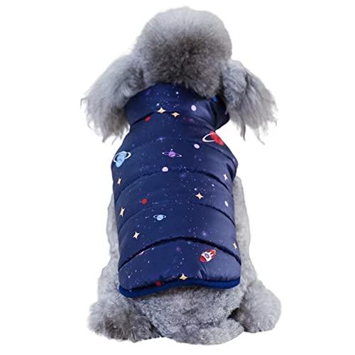 HIHELO Hundekleidung Haustier Hund Wintermantel kleine Hundekleidung warme Hundejacke Outfit Hundemantel Chihuahua Shih Tzu Kleidung für Hunde - Marineblau Universum, L von HIHELO
