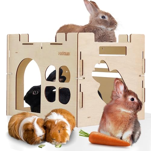 HIIMALEX Großes Hasenhaus mit geräumigem Sitzstangenversteck, abnehmbares Spielhaus, Kaninchen, Lebensräume für den Innenbereich, für Kaninchen, Meerschweinchen, Chinchilla, Igel, Hasen, Hamster von HIIMALEX