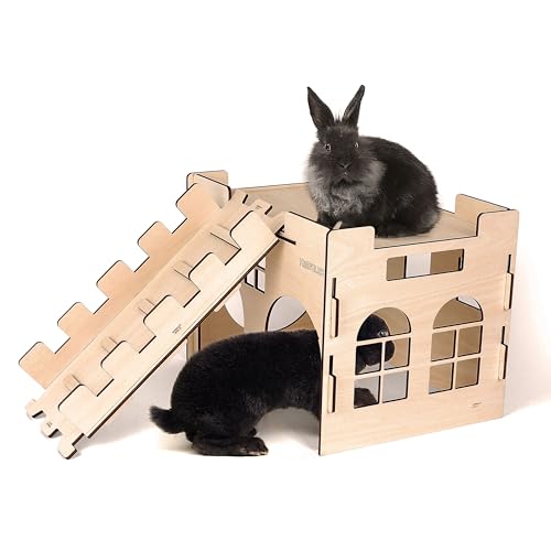HIIMALEX Extra großes stabiles Hasenversteck aus Holz mit Rampe für den Innenbereich, für Kaninchen, Hamster, Meerschweinchen, Frettchen, Hasen HIIMALEX Extra großes stabiles Hasenversteck aus Holz mit Rampe für den Innenbereich, für Kaninchen, Hamster, Meerschweinchen, Frettchen, Hasen von HIIMALEX