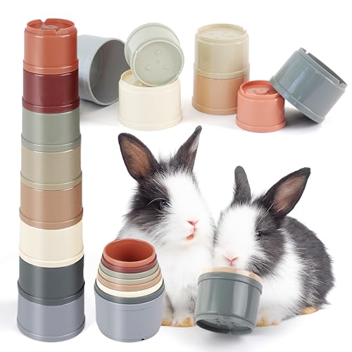 HIIMALEX Hasenspielzeug, stapelbare Becher für Kaninchen, Futtersuche und Spiele, unverzichtbares Spielzeug, sicheres Kunststoff-Zubehör für Kleintiere, Kaninchen, 8 Stück von HIIMALEX