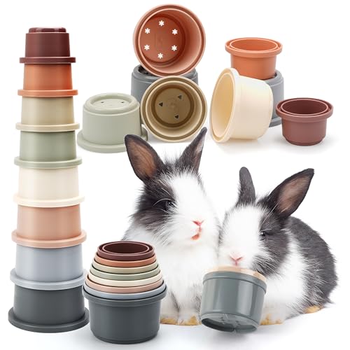 HIIMALEX Hasenspielzeug, stapelbare Becher für Kaninchen, Futtersuche und Spiele, unverzichtbares Spielzeug, sicheres Kunststoff-Zubehör für Kleintiere, Kaninchen, 8 Stück von HIIMALEX