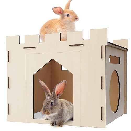 HIIMALEX Stabiles Hasenhaus mit geräumigem Sitzstangenversteck, abnehmbares Spielhaus für Kaninchen, Versteck, Schloss, Turm, Spielzeug für Innen, Kaninchen, Meerschweinchen, Hamster, Chinchilla, HIIMALEX Stabiles Hasenhaus mit geräumigem Sitzstangenversteck, abnehmbares Spielhaus für Kaninchen, Versteck, Schloss, Turm, Spielzeug für Innen, Kaninchen, Meerschweinchen, Hamster, Chinchilla, von HIIMALEX