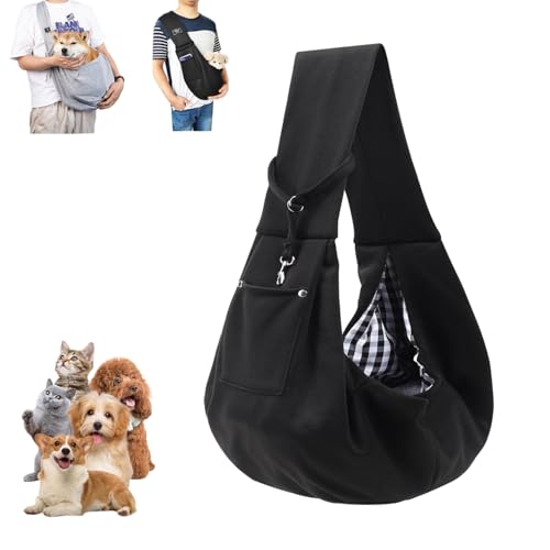 Hundetragetasche,Hunderucksack Bis 10kg,Tragbare Hunde Verstellbar Tragetasche,Hunde Taschen Für Kleine Haustier,Für Spaziergang Aktivitäten Im Ausflüge und Freien (Schwarz) von HIKENRI