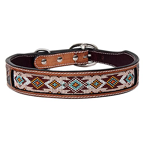 HILASON Starkes Echtleder Hundehalsband Perlen Klein | Hundehalsband | Leder Hundehalsband | Perlen Hundehalsband | Perlen Leder Hundehalsband | Handgefertigtes Hundehalsband | Weiches Hundehalsband von HILASON