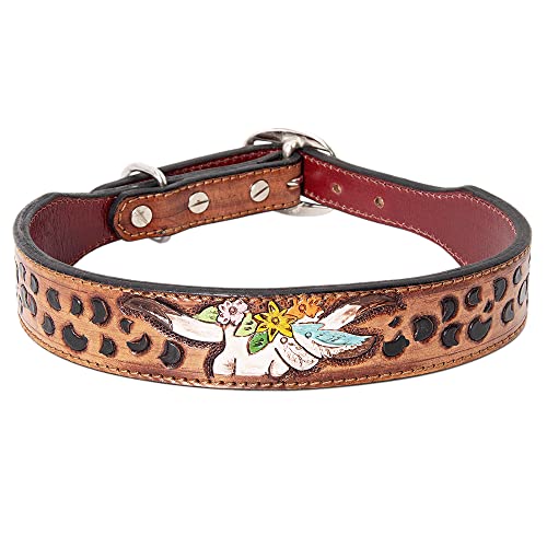 HILASON Tan Medium Strong Echtleder Hundehalsband Medium | Hundehalsband | Leder Hundehalsband | Handgefertigtes Hundehalsband | Weiches Hundehalsband | Handgearbeitet von HILASON