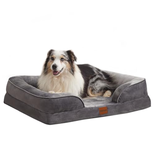 HIMEET Großes Hundebett, waschbar, abnehmbare Nackenrolle, Haustierbett, 35 x 25 cm, großes Hundebett, wasserdicht, für große Hunde bis zu 22,7 kg HIMEET Großes Hundebett, waschbar, abnehmbare Nackenrolle, Haustierbett, 35 x 25 cm, großes Hundebett, wasserdicht, für große Hunde bis zu 22,7 kg von HIMEET