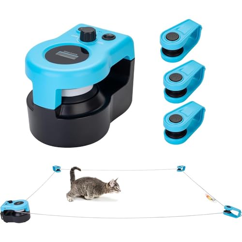 HIMS Interaktives Katzenspielzeug für Indoor-Katzen, Laufband, automatisch/ferngesteuertes Katzen Spielzeug, einstellbare Geschwindigkeit, Simuliertes Katzenjagdspielzeug von HIMS