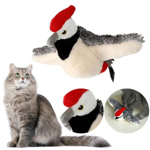 HIMS Zwitscherndes Fliegender Vogel Katzenspielzeug - 3 Modi, Interaktiv Mit Katzenminze, Flatternd (A) von HIMS