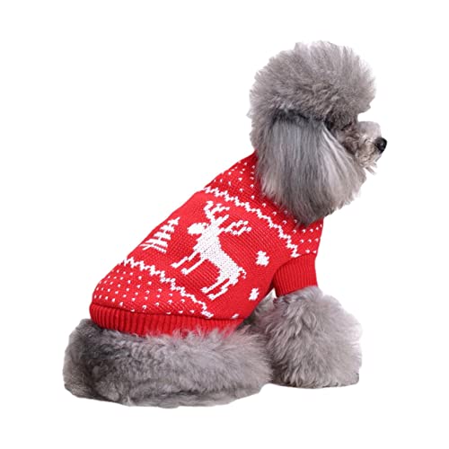 HINAA Hundepullover Schneeflocke Weihnachtspullover Hundekleidung für kleine mittelgroße Hunde Katzen, Winter Rollkragen Outfit, Warm Weich Pullover Hund Weihnachtspullover von HINAA